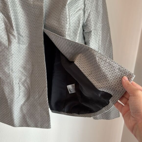 Talbots vintage women’s silk blend silver Textured Jacket mandarin collar size 6 - Picture 8 of 10